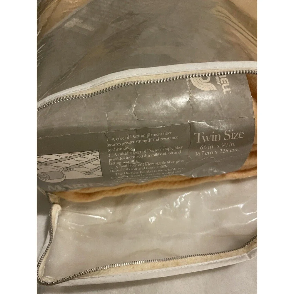 Martex Duchess Vintage Thermal Blanket Satin Trim Binell Twin Size Nap Guard
